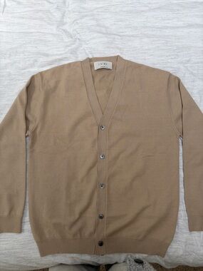 Laine Tan Wool Blend Cardigan size L